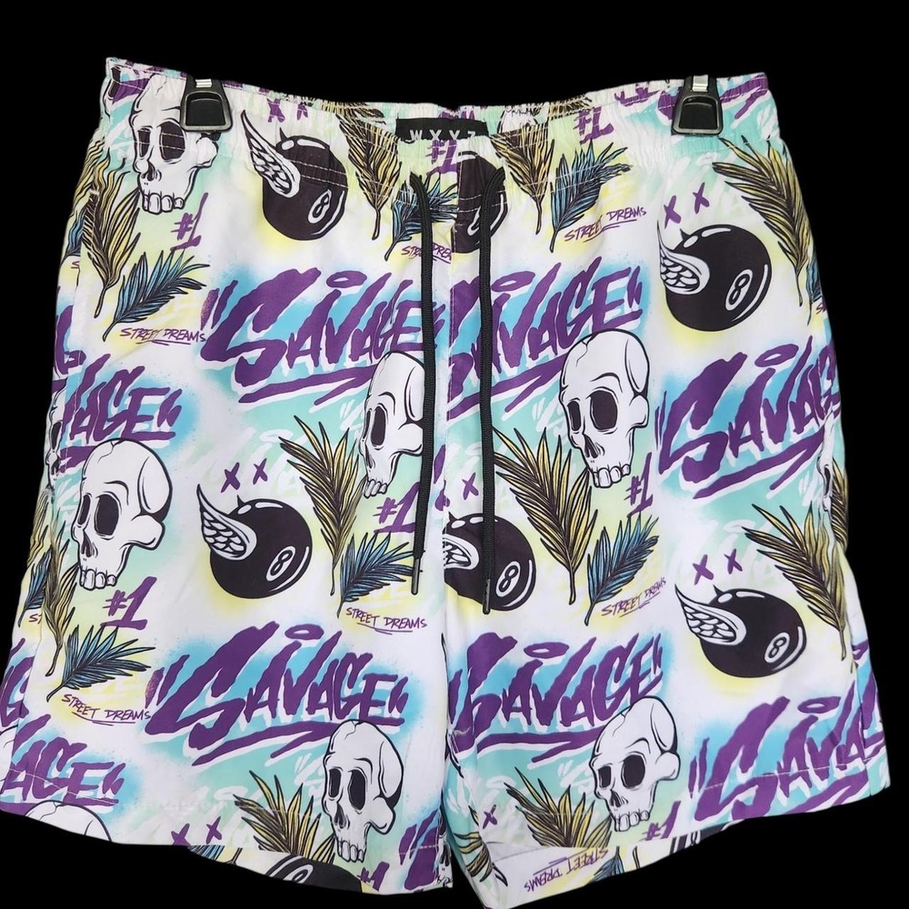 WXYZ Graphic Print Swim Trunks Shorts